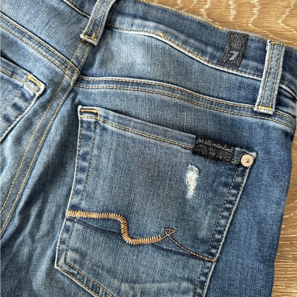 7 For All Mankind Gwenevere Medium Wash Ripped Skinny Jeans - Picture 5 of 6